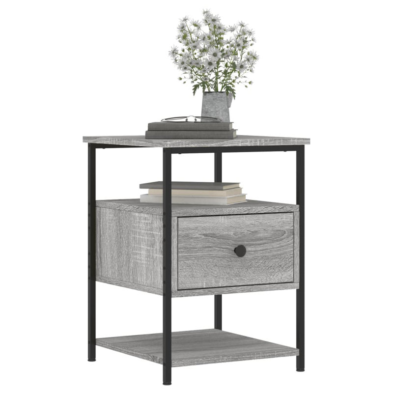 Agshin 40cm W Iron Bedside Table, Grey Sonoma, Set of 2