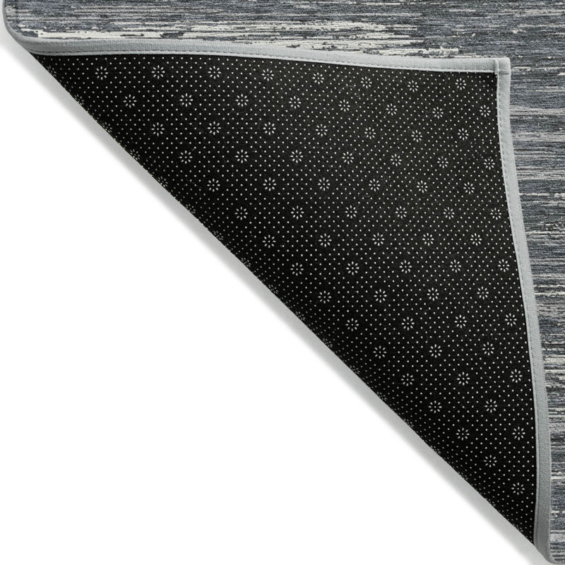 Tapis intérieur lavable rayé gris et ivoire 3 pi x 5 pi