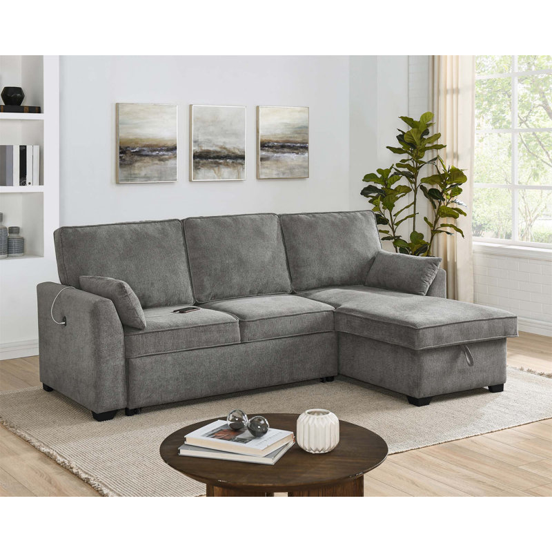 Tissu avec canapé à accoudoirs carrés, Gris