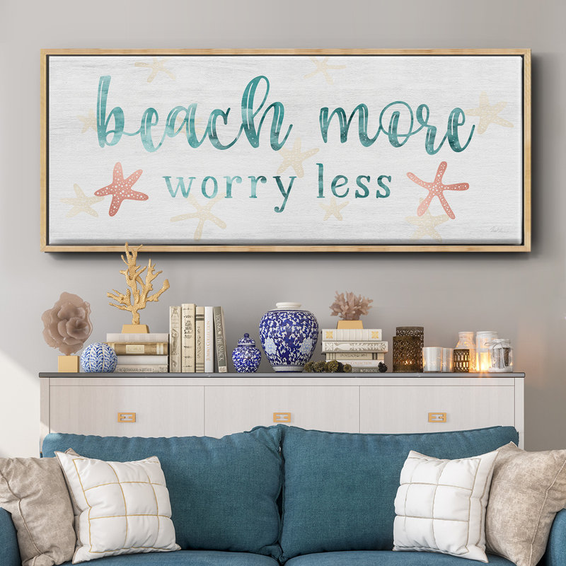 Beach More- Framed Canvas, 8" H x 20" W