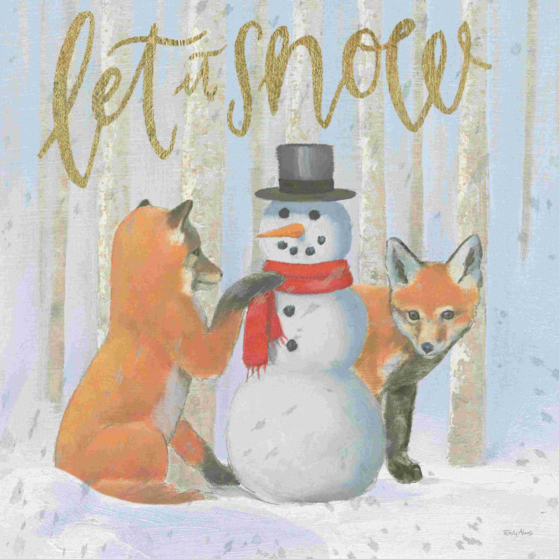 «Christmas Critter Bright III» par Emily Adams - Art textuel sur toile tendue, H 30 po x l 30 po, Non, Cadre simple blanc