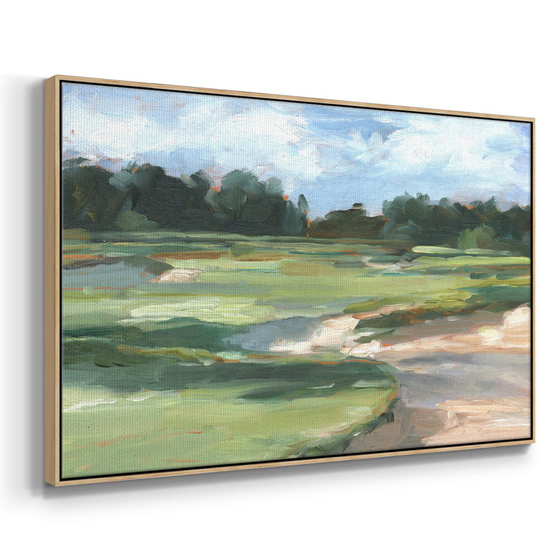 " Golf Course Study II ", 17" H x 25" W, Natural Wood