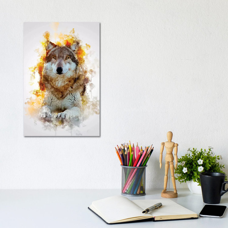 Wolf by Cornel Vlad - Wrapped Canvas Painting, 30.48cm H x 20.32cm W x 1.905cm D