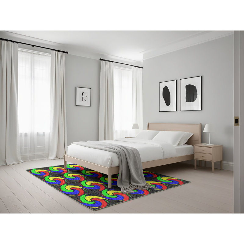 Noir Tapis décoratif, Rectangle 5 pi x 7 pi