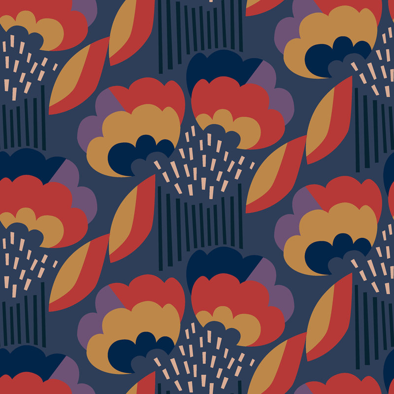 Retro Esme Pink Peel and Stick Wallpaper, Gris anthracite