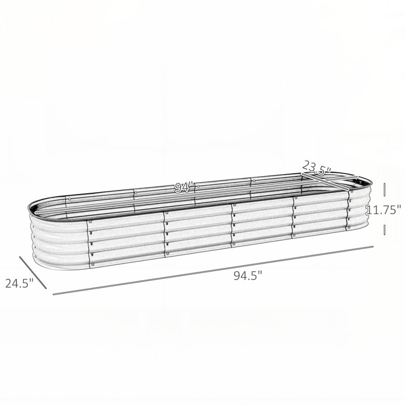 Galvanized Metal Planter Box Raised Garden Bed with Modular Design and Self-Draining System for Versatile Outdoor Planting