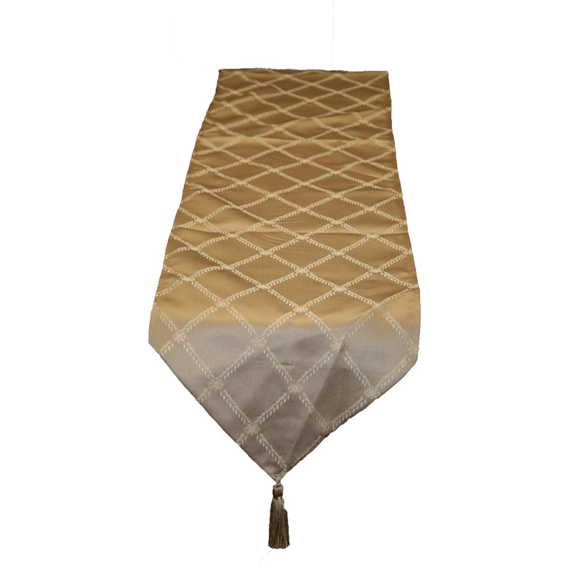 Bedford Damask Design Table Runner, Gold, 70" L x 13" W