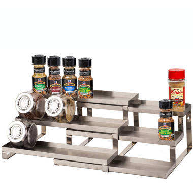 3-tier Non-expandable Bamboo Spice Rack Step Shelf Cabinet
