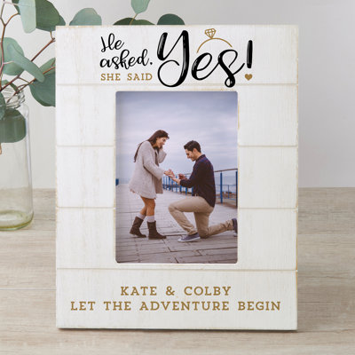 He Asked...Engagement Wood Matte Picture Frame
