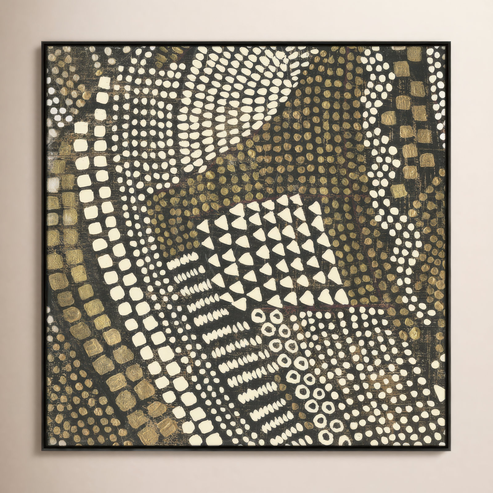 Bergen "Reaching Gold III" Painting, Espresso Framed, 46.5" H x 46.5" W x 2" D