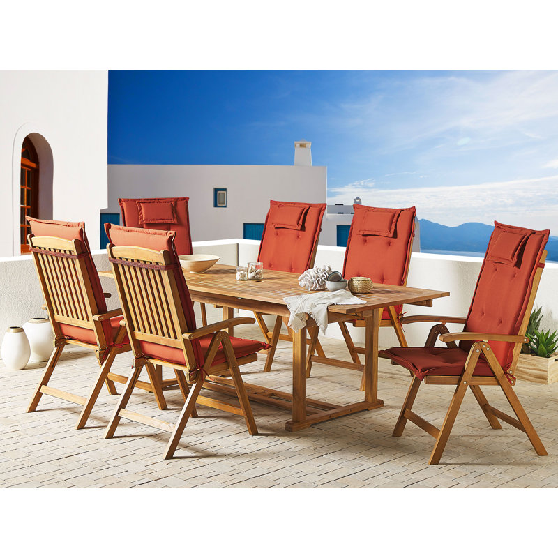 Borchers Foldable Outdoor Patio Dining Armchair with Cushion, Red