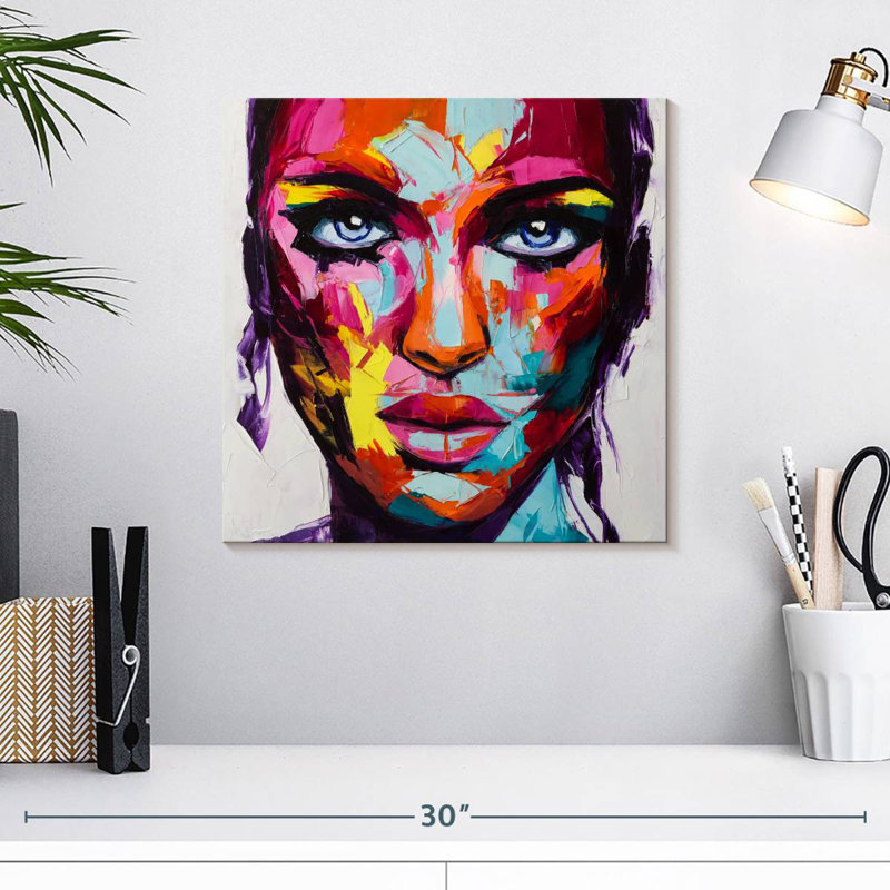 Leisha, femme abstraite, huile, H 16 po x l 16 po