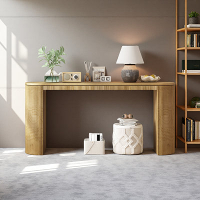 Console incurvée à rayures verticales uniques, idéale pour le salon, le bureau et l'entrée