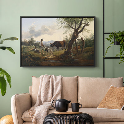 Shepherd with Billy Goat, c. 1830-Friedrich Gauermann-Framed Gallery Wrapped Canvas