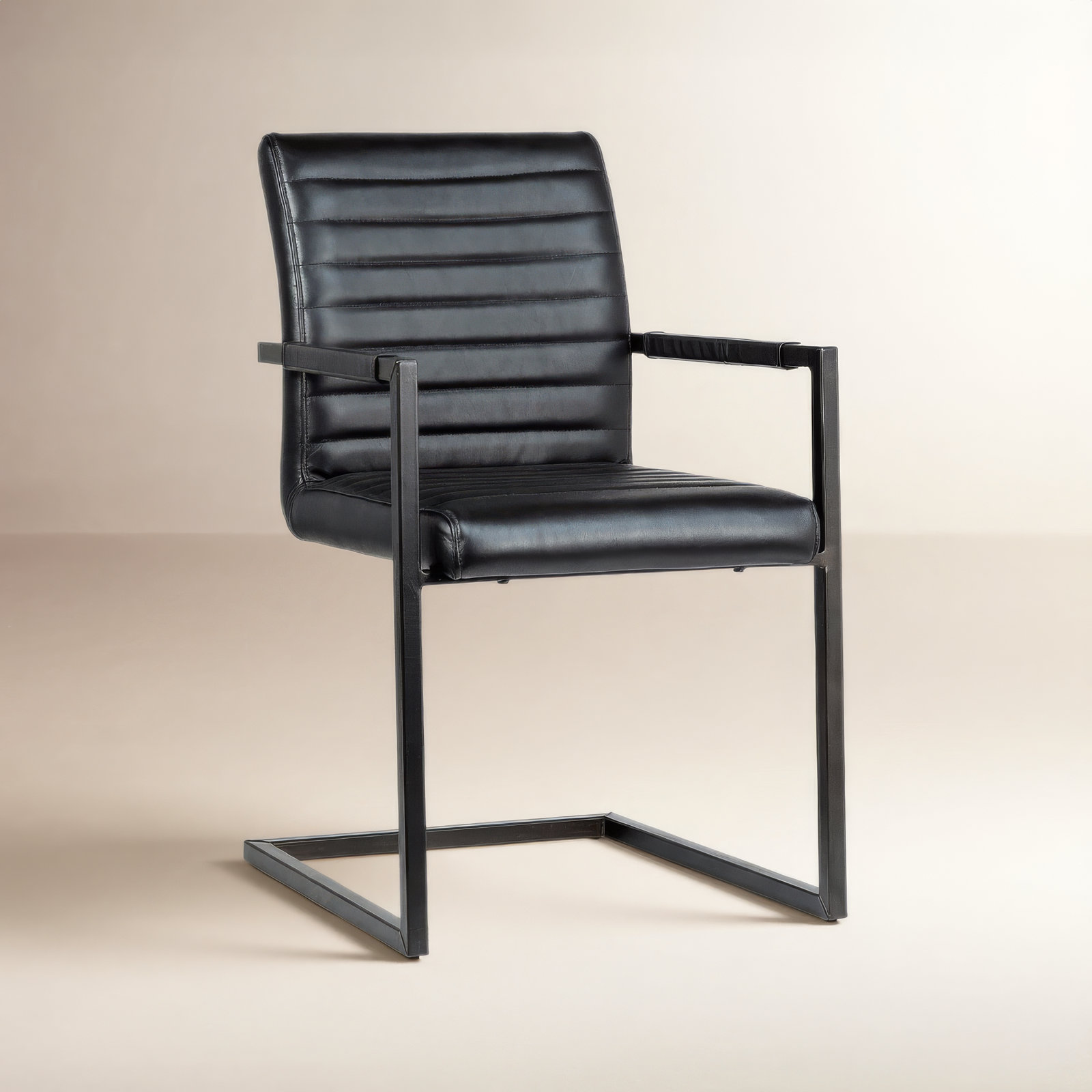 Doxie Genuine Leather Armchair, Black