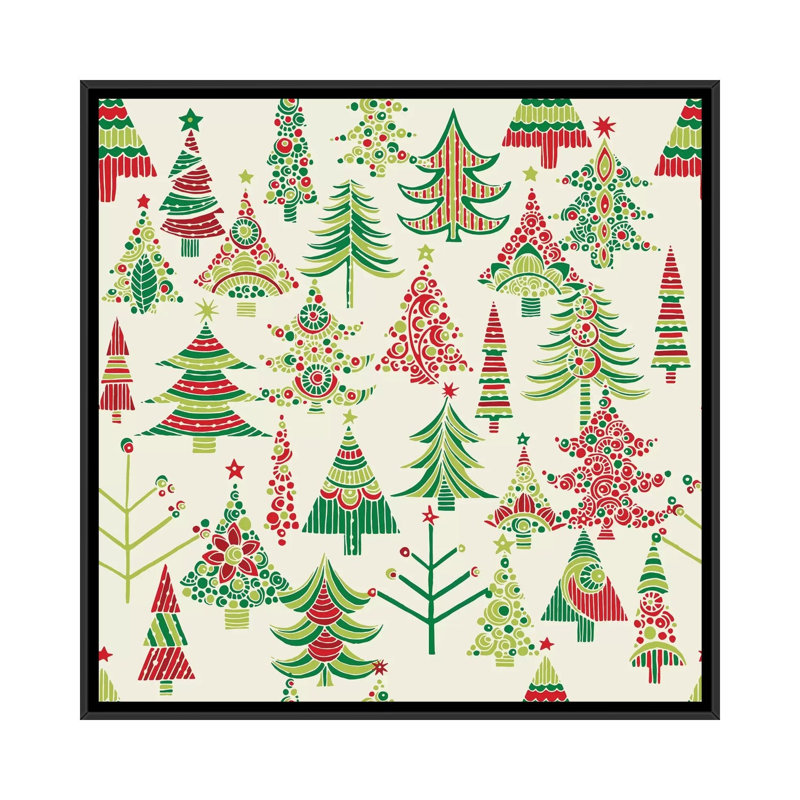 Arbre de fêtes, impression sur toile tendue, H 18 po x l 18 po x P 1,5 po, Toile avec cadre noir