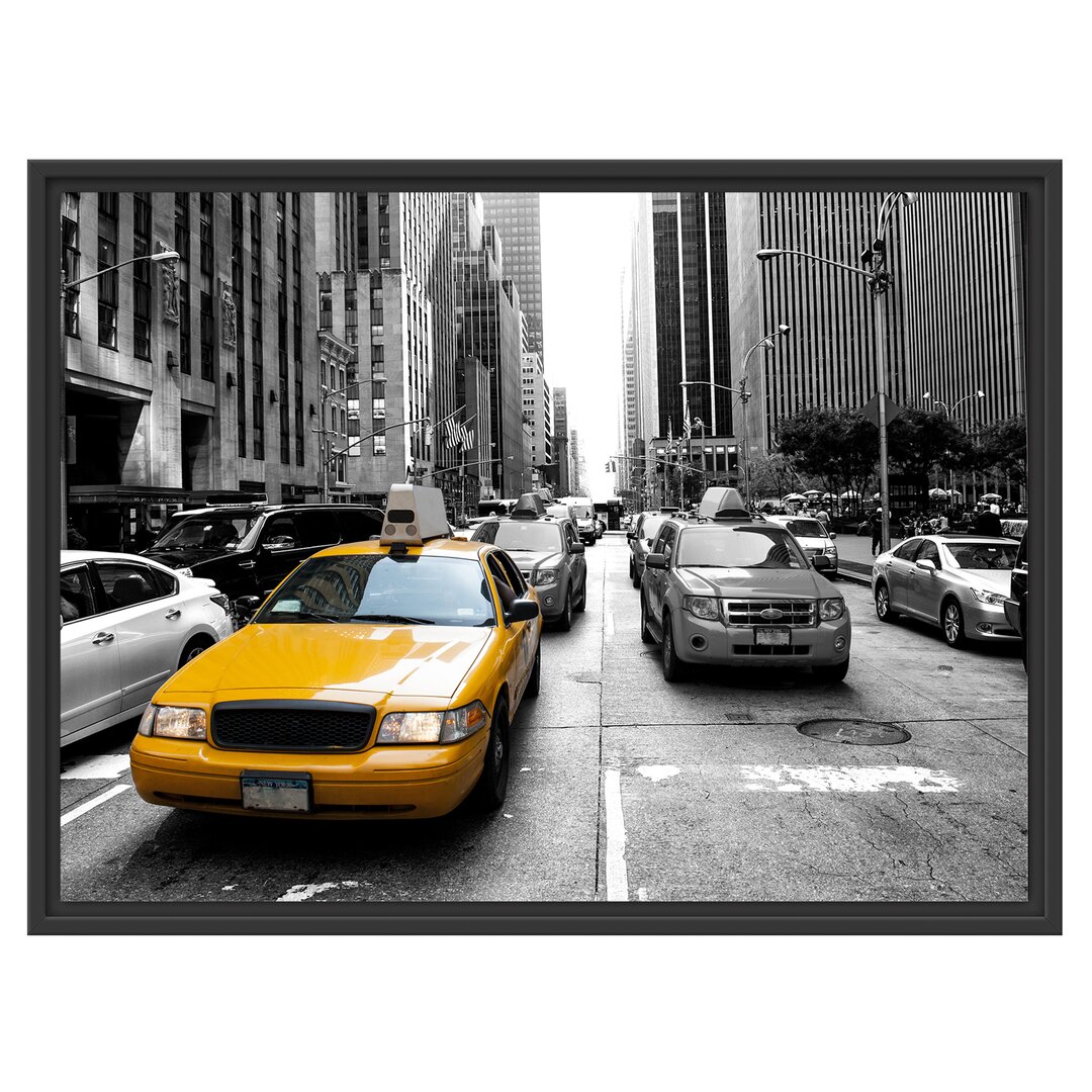 Gerahmtes Wandbild Gelbes Taxi in New York