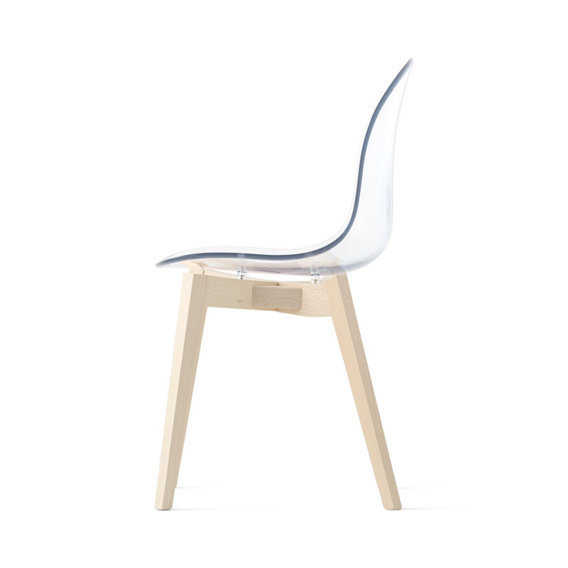 Academy Armless Chair with Wooden Frame, Transparent/Bleached Beech