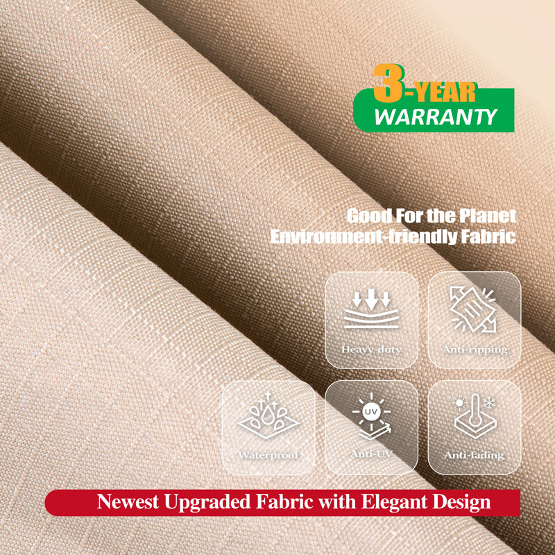 Beige Waterproof Outdoor Patio Rectangular Table Cover, 108" Wide