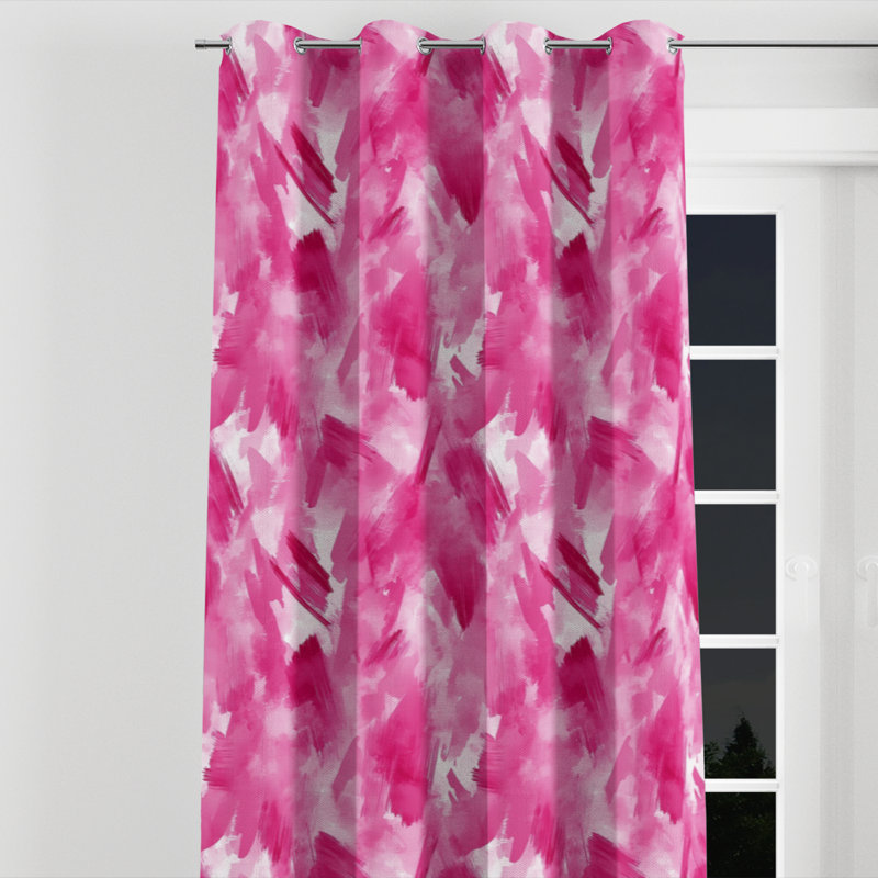 Girls Painterly Curtain panels - Abstract Bailynn Grommet Curtain - 1 Panel, 52" W x 90" L, Silver Grommets