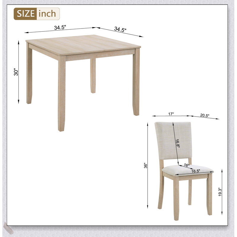 Ensemble de table de salle à manger moderne en bois 5 pièces avec 4 chaises, parfait pour la vie contemporaine et peu encombrant