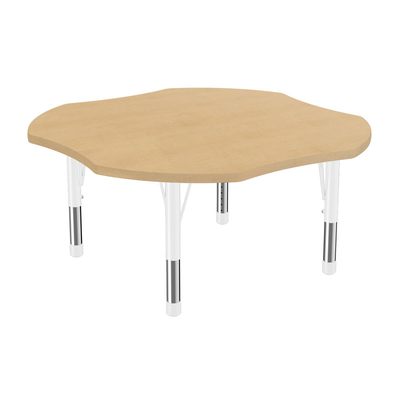 Table d'activité 48 po x 48 po à grain de bois thermofusionné avec pieds réglables Chunky, Beige