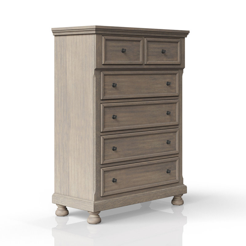Commode 5 tiroirs gris antique
