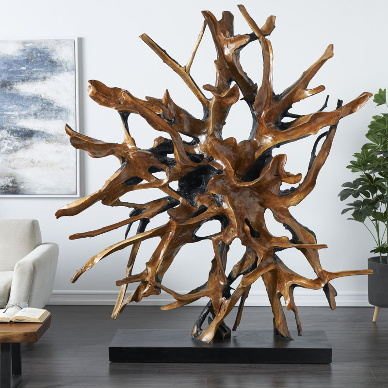 Sculpture de sol, H 75 po x l 77 po x P 15,5 po, Brun