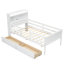 Lit simple en bois avec tête de rangement, tête de lit, garde-corps et 2 tiroirs de couleur blanche à DEL intégrés.-130080371