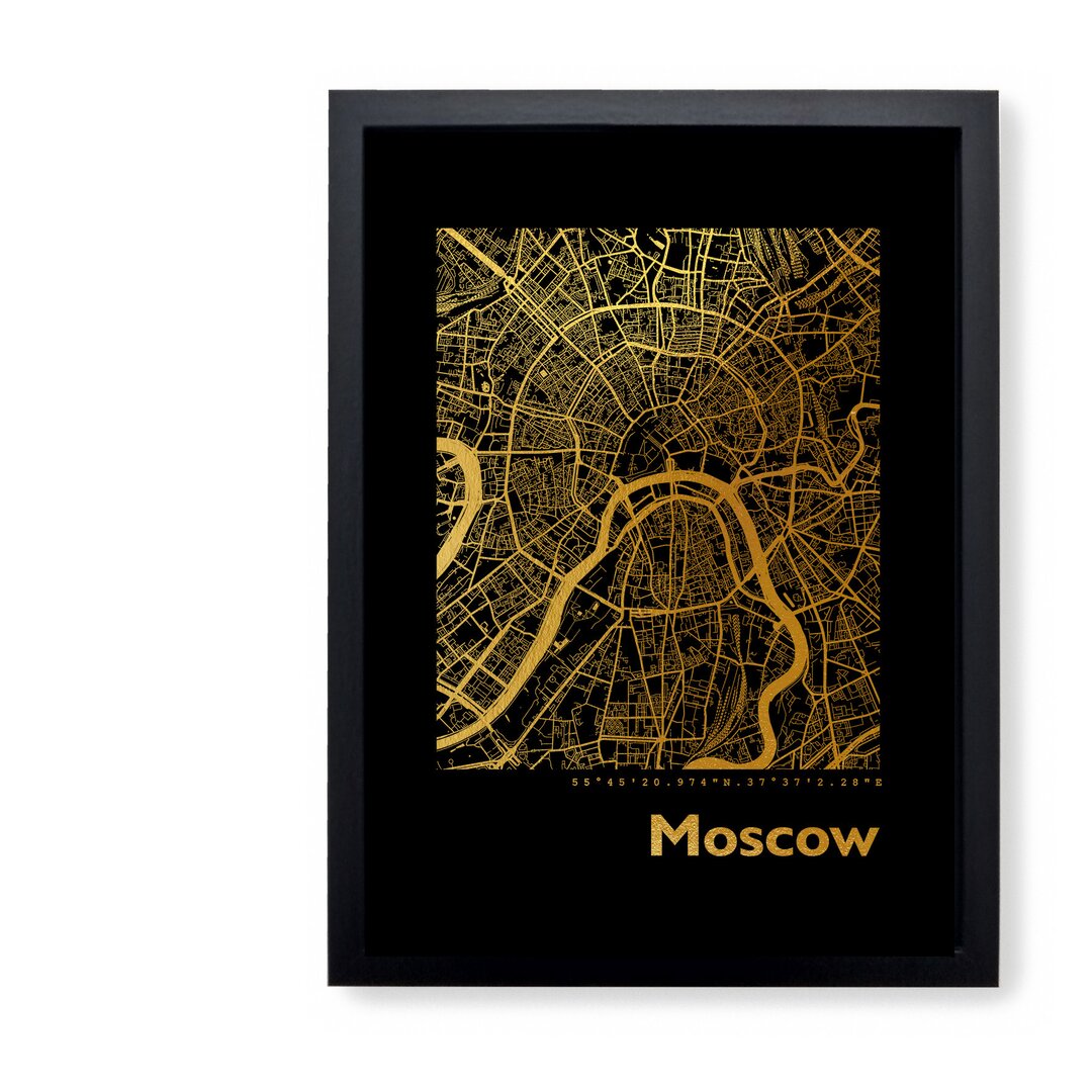 Gerahmtes Papierbild - Grafikdruck „Moscow Map”