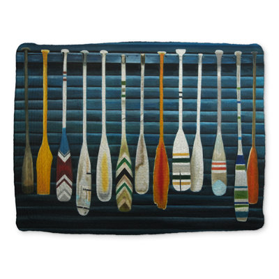 Paddles Blue Braided Polyester Placemat | Boat Sports Decor