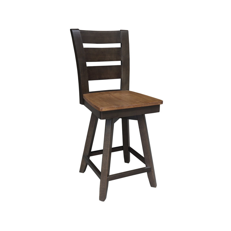 Kinnaird Swivel Counter Height Bar Stool, Hickory/Washed Coal, Counter Stool (24" Seat Height)