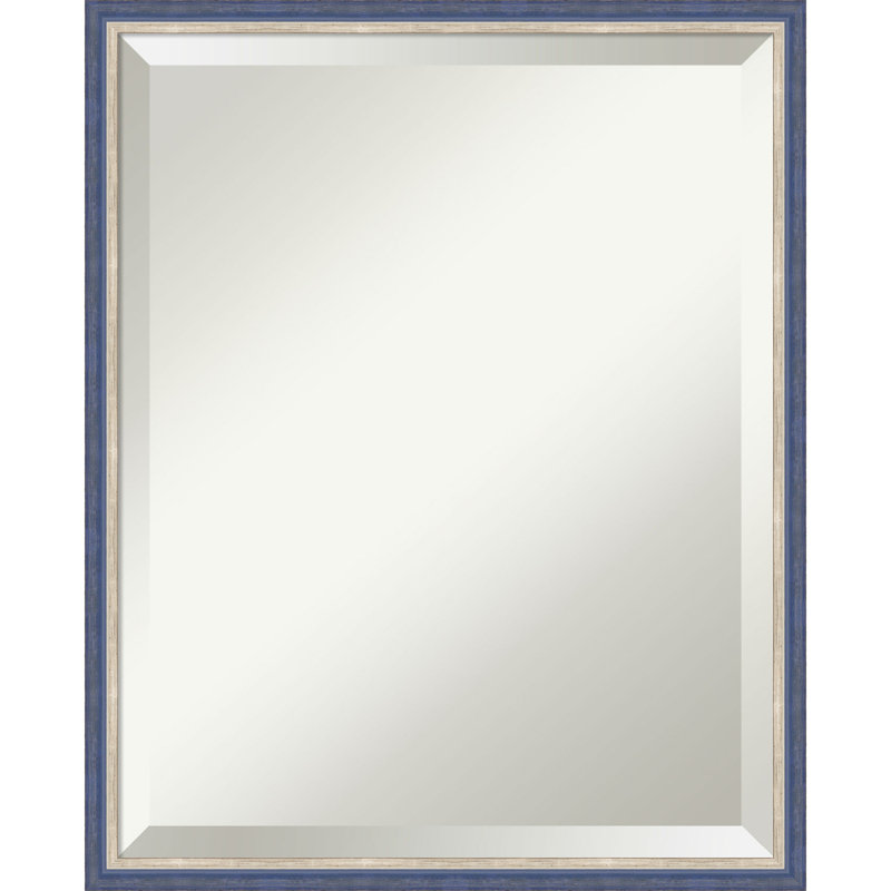 Earsie Solid Wood Rectangle Wall Mirror, 21.25" x 17.25", Blue