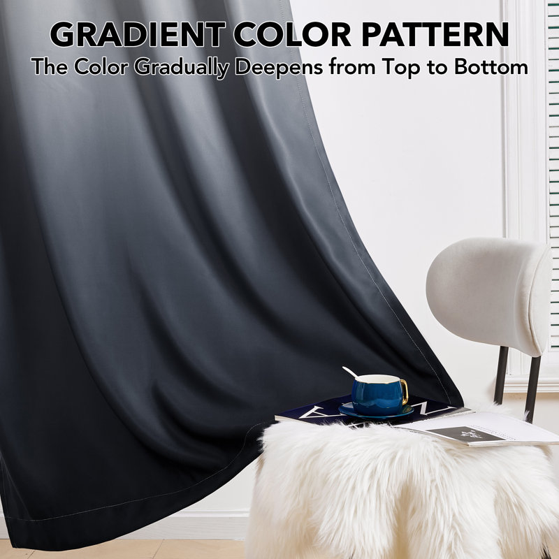 Dorinda  Room Darkening Curtain Single Panel, Black, 52" W x 95" L