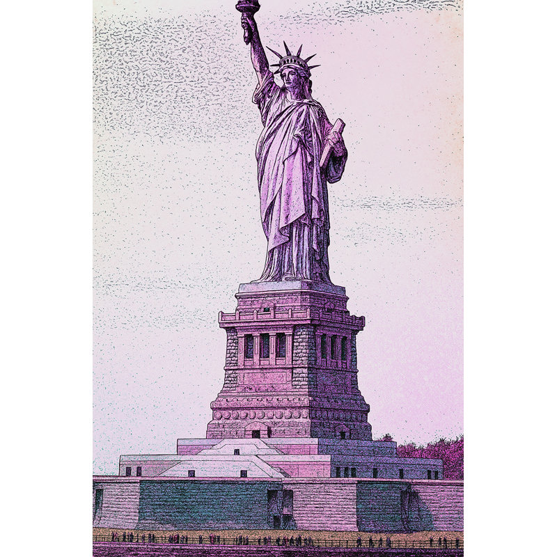 Art mural sur toile Liberty in Violet - Modern Pop Vintage Statue of Liberty