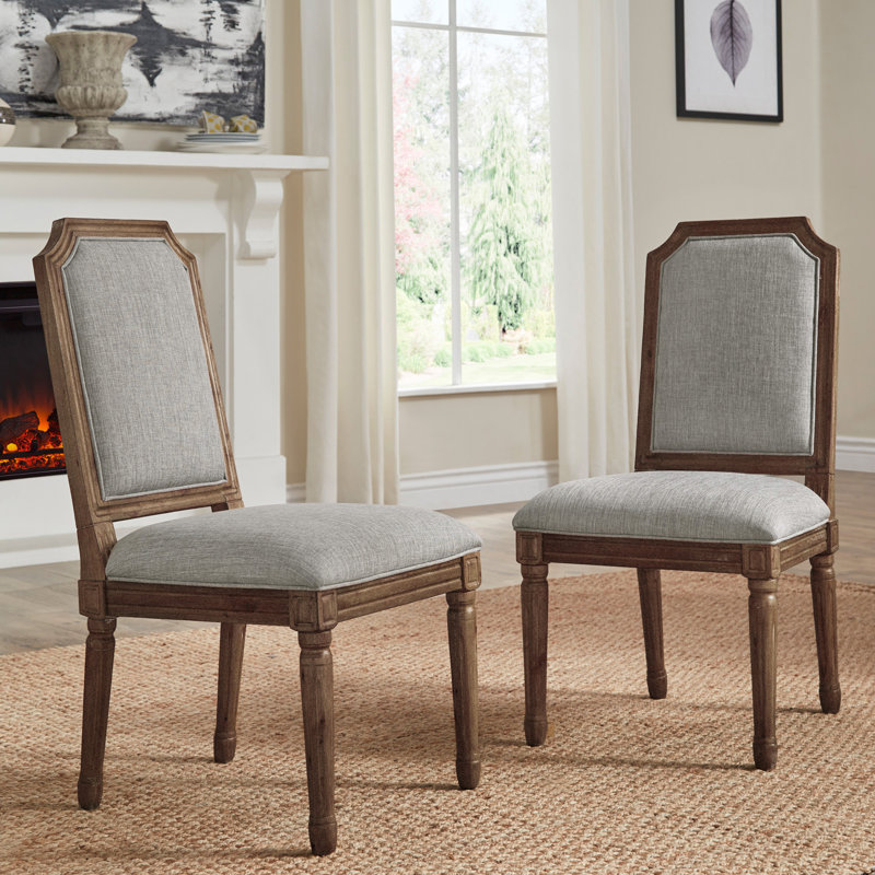 Chaise d'appoint Hildemar, Lin gris, Brun