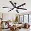  Ventilateur de plafond noir moderne de 60 po avec éclairage, télécommande et contrôle d'application Cissline pour le salon / salle à manger