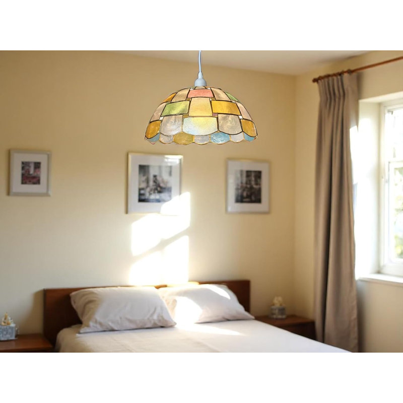 25cm H Shell / Capiz Dome Lamp Shade in Pink