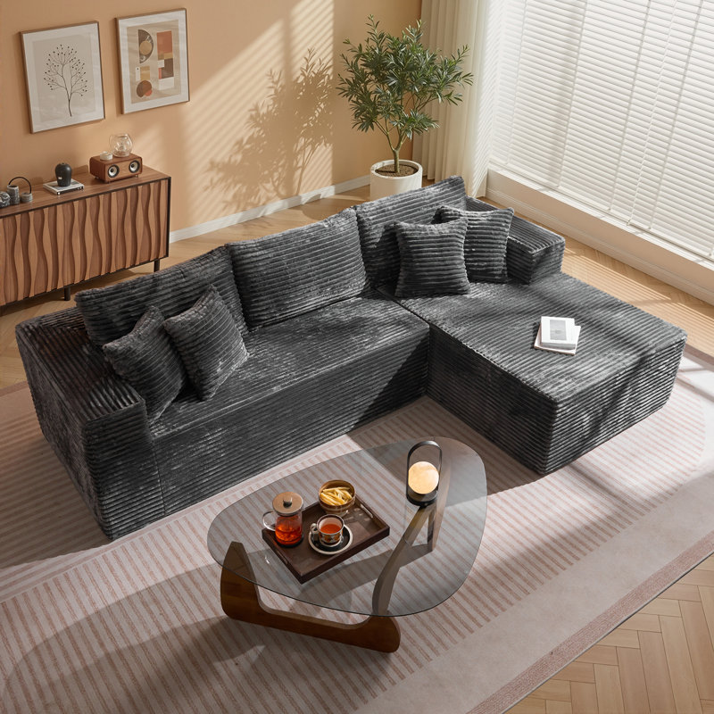 Vivelle 108'' Cloud Upholstered Boneless Sectional Couch With Chaise L-Shape Modern Modular Sofa For Living Room Bedroom No Assembly Required