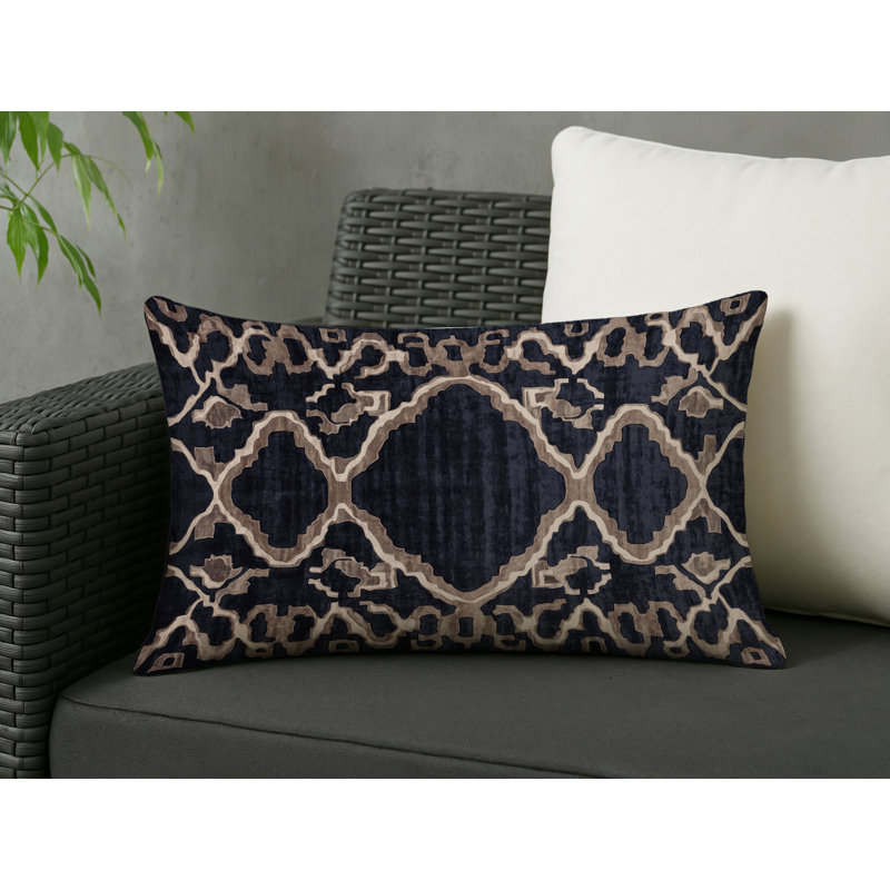 Coussin décoratif intérieur et extérieur Modern, Gris géométrique 47, Rectangle H 18 po x l 25 po