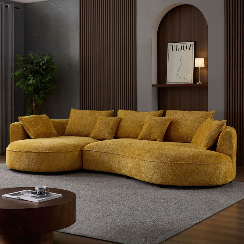 Canapé modulaire incurvé surdimensionné 124,8 po, Boucle jaune, Orienté à gauche (vu de face)