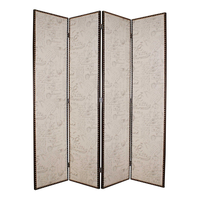Élégant écran en bois et tissu brun clair, H 84 po x l 84 po x P 1 po