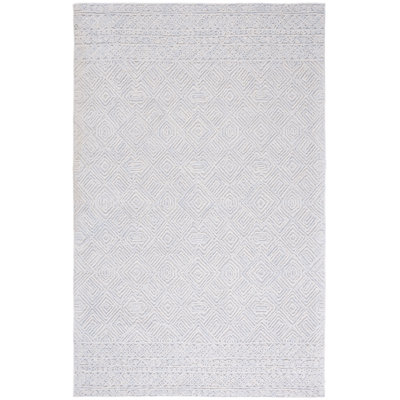 Giandomenico Textual Hand Tufted Wool/Cotton Geometric Rug in Gray