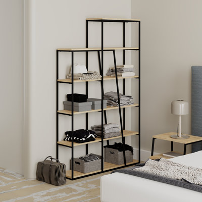Aires Freestanding Bookcase 5-Tier Display Shelf with Metal Frame