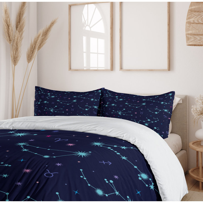 Twin Astrology Constellation Duvet Cover Set with Pillow Sham