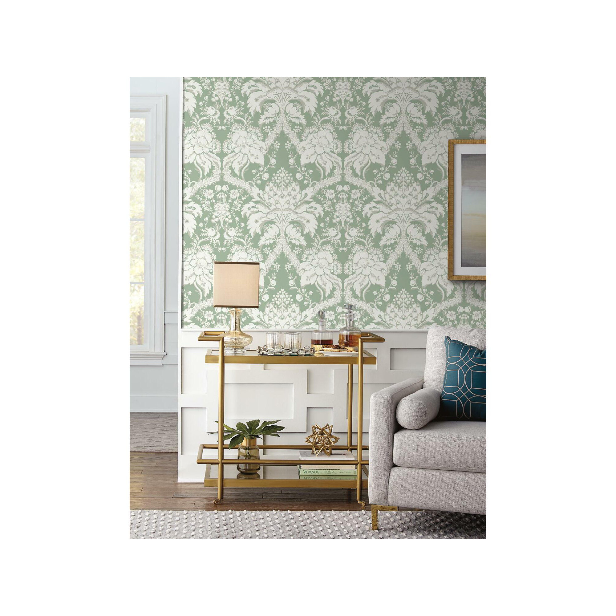 Damask Wallpaper, Green