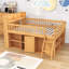 Lit mezzanine en bois avec tête de lit à DEL et tablettes de rangement-901139995-901139996