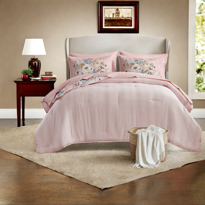 Reversible Queen Bedding Sets, Microfiber Vintage Floral Style For Home