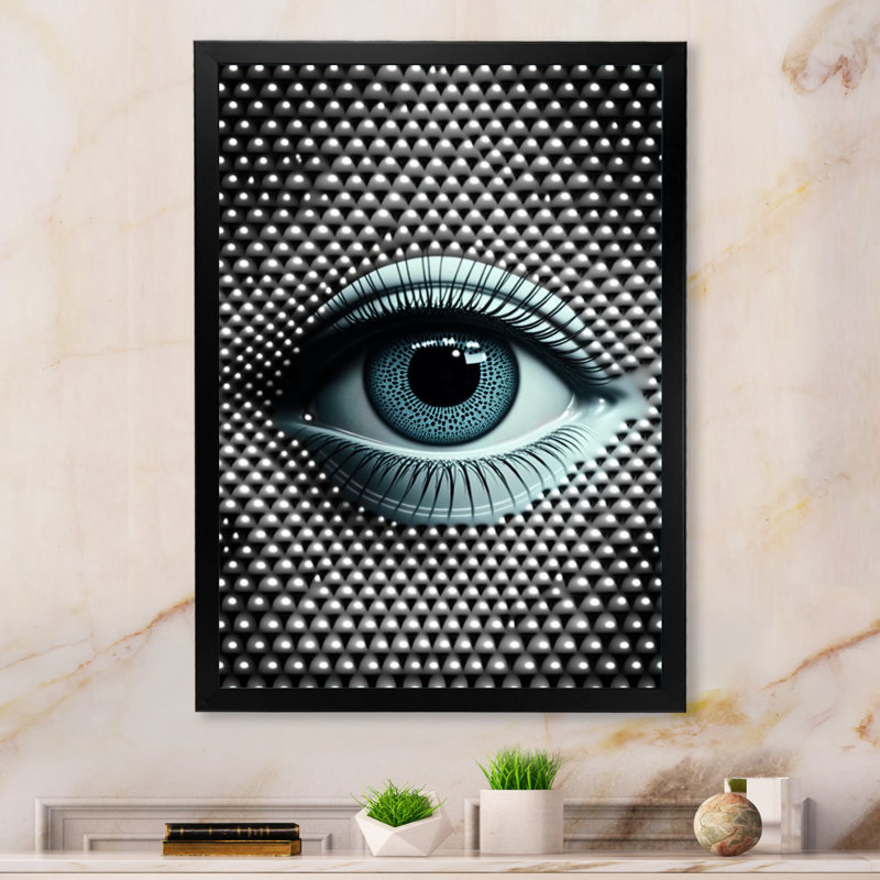 " Eye In Circular Infinity V ", Black Picture Framed, 32" H x 16" W x 1" D