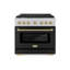 ZLINE Autograph DuraSnow® 36 in. Gas Range w/ Black Matte Door and Gold Accents-795441847